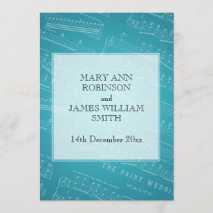 Elegant Wedding Sheet Music Blue Kaart