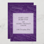 Elegant Wedding Sheet Music Paars Kaart (Voorkant / Achterkant)