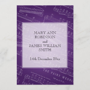Elegant Wedding Sheet Music Paars Kaart