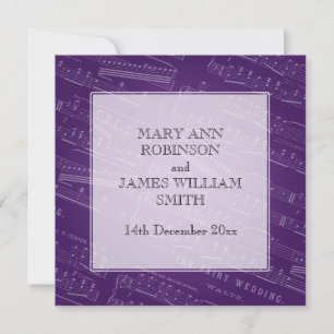 Elegant Wedding Sheet Music Paars Kaart