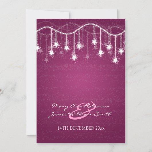 Elegant Wedding Shimmering Stars Berry Pink Kaart (Voorkant)