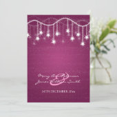 Elegant Wedding Shimmering Stars Berry Pink Kaart (Staand voorkant)
