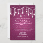 Elegant Wedding Shimmering Stars Berry Pink Kaart (Achterkant)