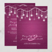 Elegant Wedding Shimmering Stars Berry Pink Kaart (Voorkant / Achterkant)