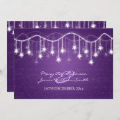 Elegant Wedding Shimmering Stars Paars Kaart (Voorkant / Achterkant)