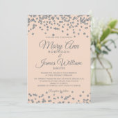 Elegant Wedding Silver Faux Glitter Confetti Blush Kaart (Staand voorkant)