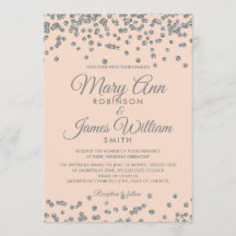 Elegant Wedding Silver Faux Glitter Confetti Blush