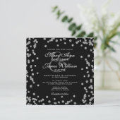 Elegant Wedding Silver Glitter Confetti Black (Staand voorkant)