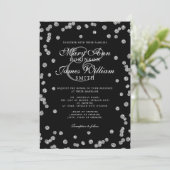 Elegant Wedding Silver Glitter Confetti Black Kaart (Staand voorkant)