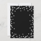 Elegant Wedding Silver Glitter Confetti Black Kaart (Achterkant)