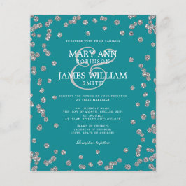 Elegant Wedding Silver Glitter Confetti Blauwgroen