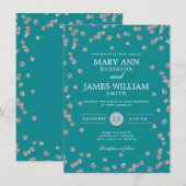 Elegant Wedding Silver Glitter Confetti Blauwgroen Kaart (Voorkant / Achterkant)