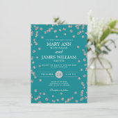 Elegant Wedding Silver Glitter Confetti Blauwgroen Kaart (Staand voorkant)