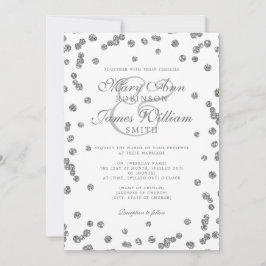 Elegant Wedding Silver Glitter Confetti Kaart
