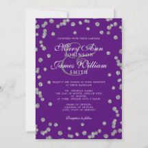 Elegant Wedding Silver Glitter Confetti Paars