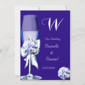 Elegant Wedding Silver Navy Blue Floral Rozen Kaart (Voorkant)