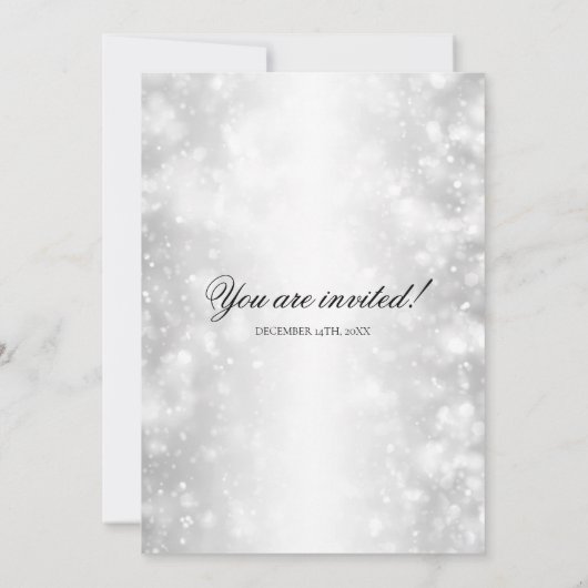 Elegant Wedding Silver Shimmer Lights Kaart (Achterkant)