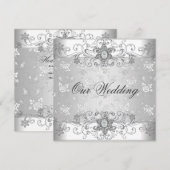 Elegant Wedding Silver White Diamond Jewel Lace Kaart (Voorkant / Achterkant)