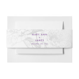 Elegant Wedding Simple Floral Silver Paars Uitnodigingen Wikkel