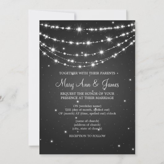 Elegant Wedding Sparging Chain Black Kaart (Achterkant)