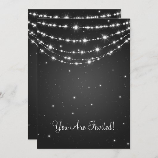 Elegant Wedding Sparging Chain Black Kaart (Voorkant / Achterkant)