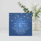 Elegant Wedding Sparging Lines Sapphire Blue Kaart (Staand voorkant)