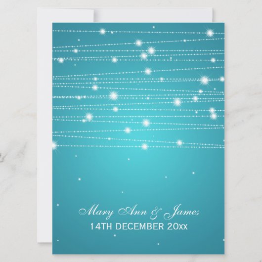Elegant Wedding Sparging Lines Turquoise Kaart (Achterkant)