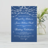 Elegant Wedding Sparging String Blue Kaart (Staand voorkant)
