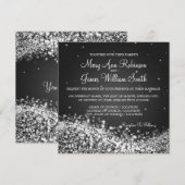 Elegant Wedding Sparging Wave 2 Black Kaart (Voorkant / Achterkant)