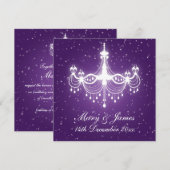 Elegant Wedding Sparking Chandelier Paars Kaart (Voorkant / Achterkant)