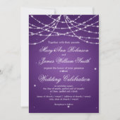 Elegant Wedding Sparking String Paars Kaart (Voorkant)