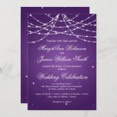 Elegant Wedding Sparking String Paars Kaart (Voorkant / Achterkant)