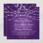 Elegant Wedding Sparking String Paars Kaart (Voorkant / Achterkant)