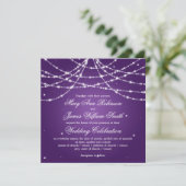 Elegant Wedding Sparking String Paars Kaart (Staand voorkant)