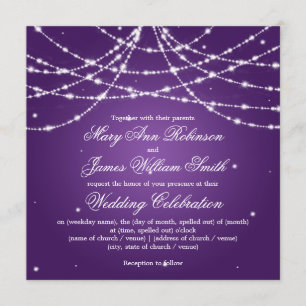 Elegant Wedding Sparking String Paars Kaart