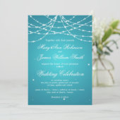 Elegant Wedding Sparking String Turquoise Kaart (Staand voorkant)