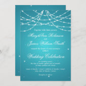 Elegant Wedding Sparking String Turquoise Kaart (Voorkant / Achterkant)