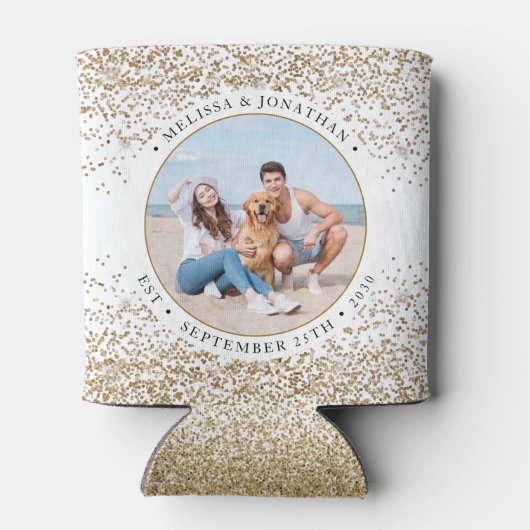 Elegant Wedding Specialized Gold Glitter Foto Blikjeskoeler (Achterkant)