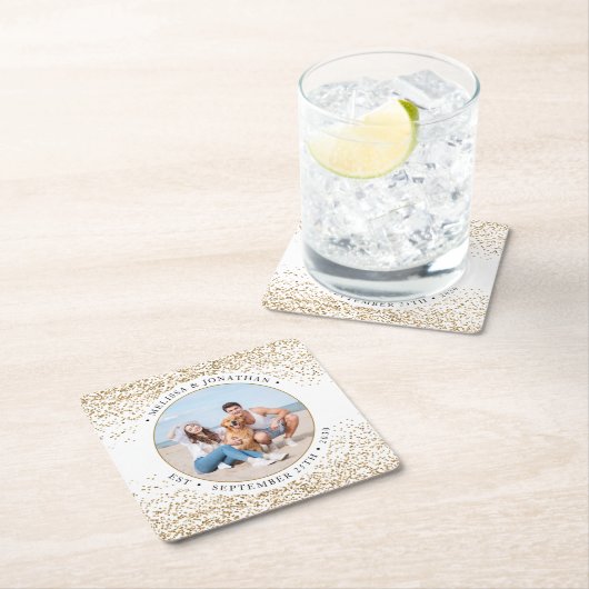 Elegant Wedding Specialized Gold Glitter Foto Kartonnen Onderzetters (Insitu)