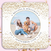 Elegant Wedding Specialized Gold Glitter Foto Kartonnen Onderzetters