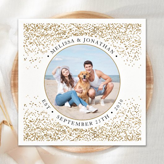 Elegant Wedding Specialized Gold Glitter Foto Servet