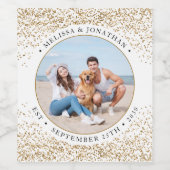 Elegant Wedding Specialized Gold Glitter Foto Wijn Etiket (Enkel label)