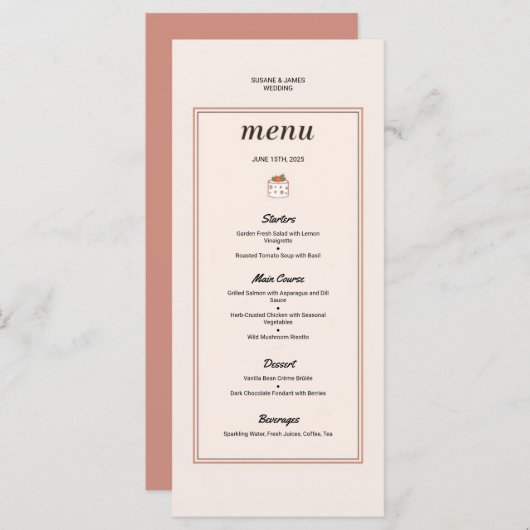 Elegant Wedding Stationery Minimalistisch Wedding  Menu (Voorkant / Achterkant)