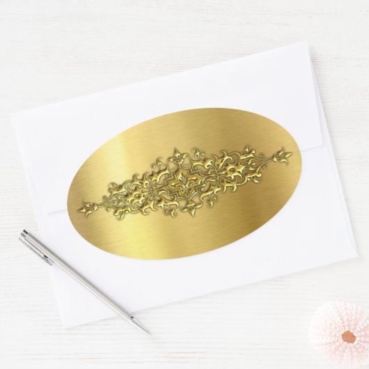 Elegant Wedding Stickers, Gold Ovale Sticker (Envelop)