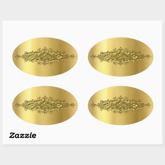 Elegant Wedding Stickers, Gold Ovale Sticker (Vel)