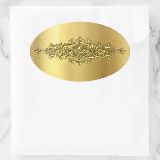 Elegant Wedding Stickers, Gold Ovale Sticker (Tas)
