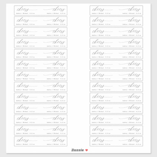 Elegant Wedding Straw Label Cheers Drink Vlag (Vel)