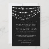 Elegant Wedding String Stars Black Kaart (Voorkant)