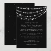 Elegant Wedding String Stars Black Kaart (Voorkant / Achterkant)