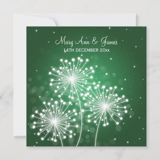 Elegant Wedding Summer Sparkle Emerald Green Kaart (Voorkant)